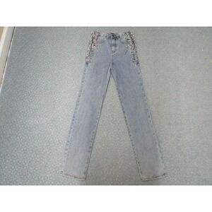SHEIN Jeans Womens 2/26 US Light Wash High Rise Straight Leg Chain Grommet Y2K